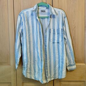 Ignite Blue Striped Denim Button Down